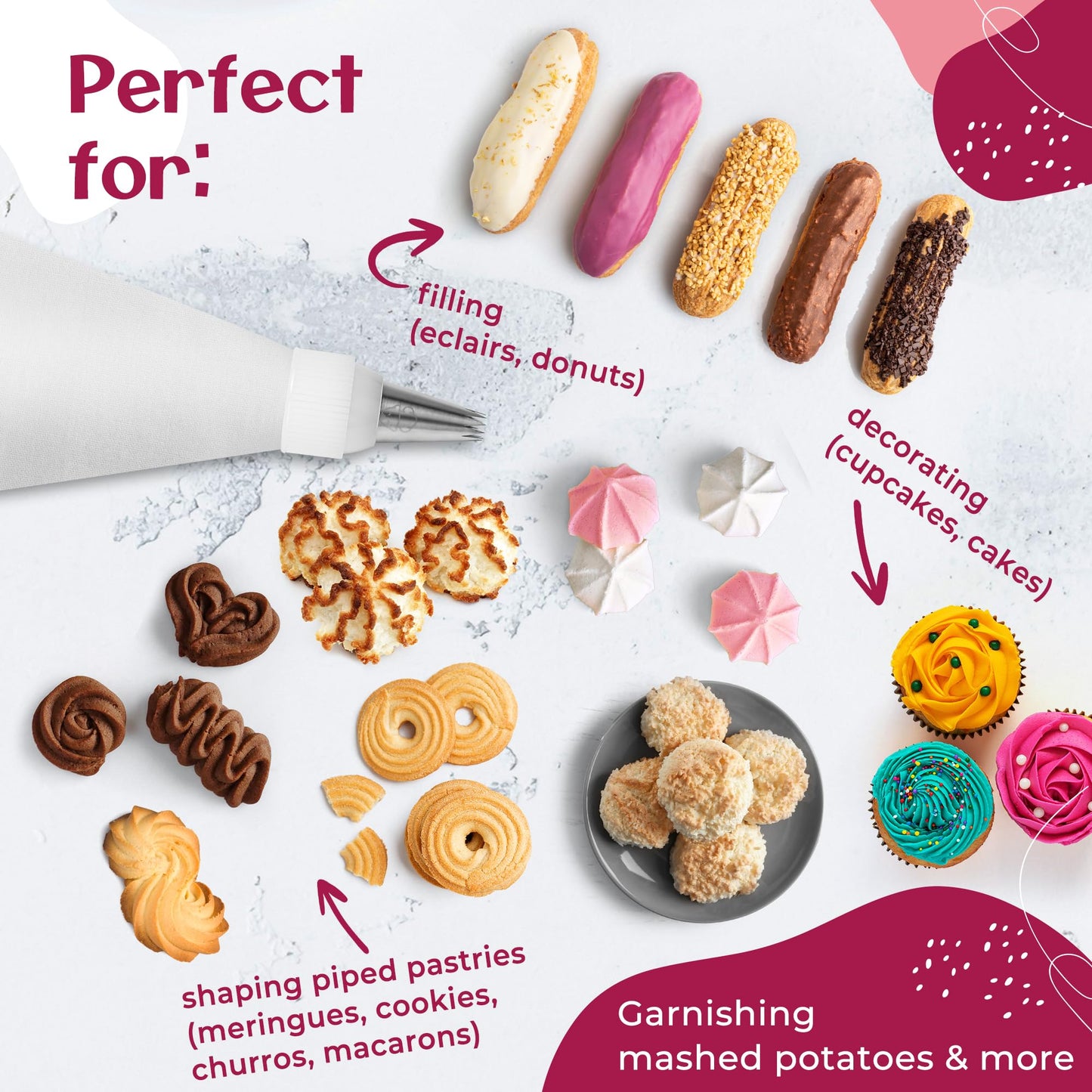 12-Piece Large Piping Tip Set | Cake Decorating Tools, Icing Bag & Baking Accessories