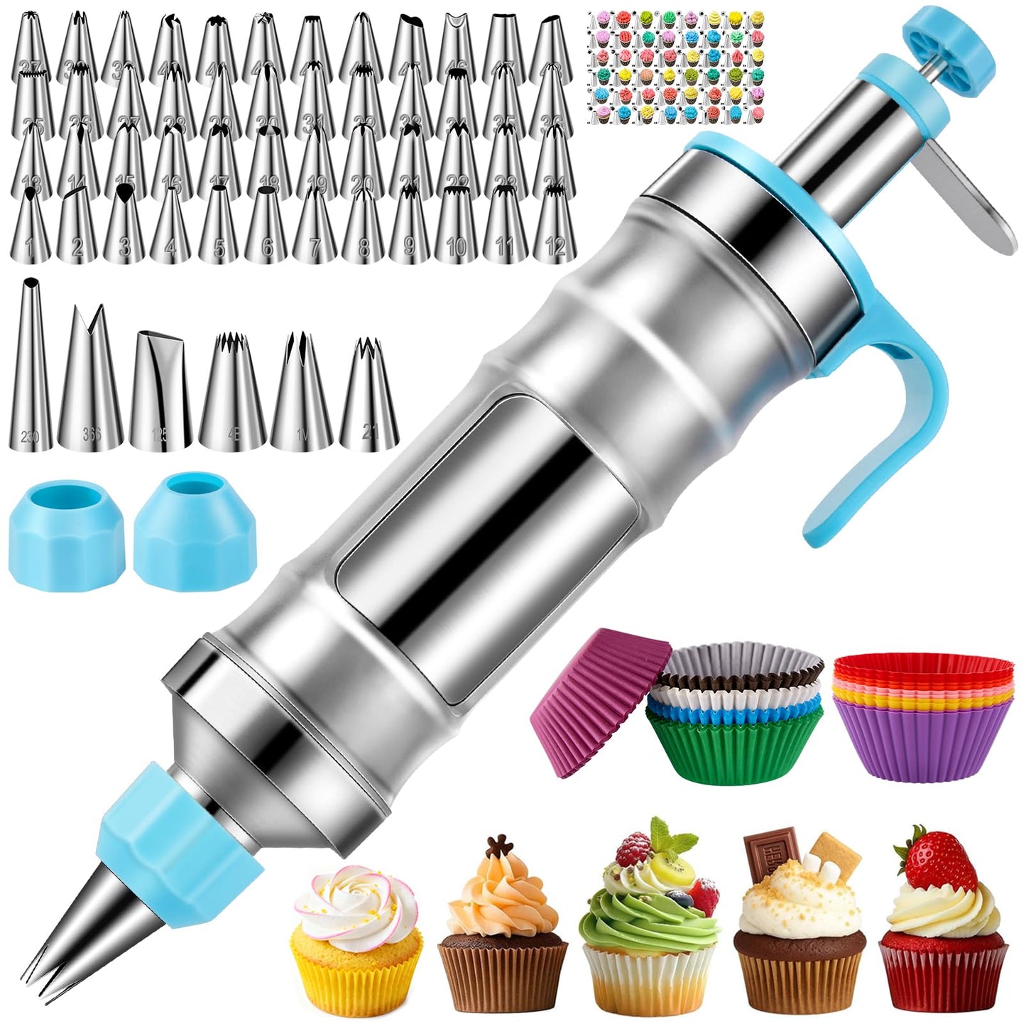 164-Piece Cake Decorating Kit – Icing Gun, Piping Tips & Baking Set