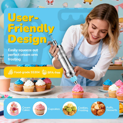 164-Piece Cake Decorating Kit – Icing Gun, Piping Tips & Baking Set