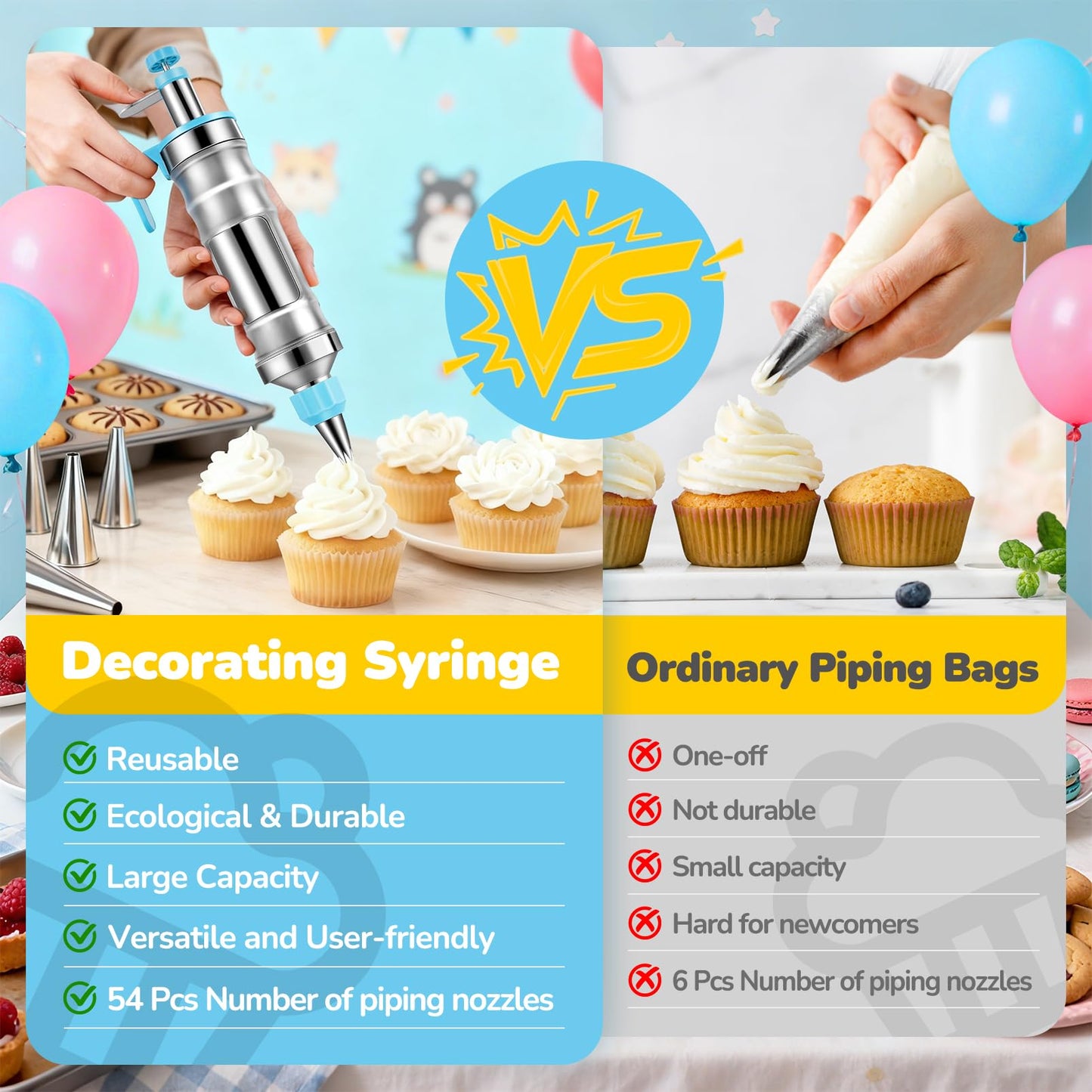 164-Piece Cake Decorating Kit – Icing Gun, Piping Tips & Baking Set