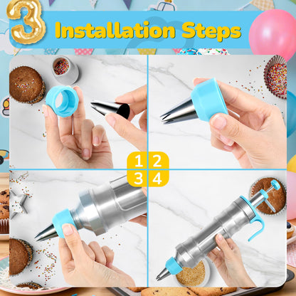 164-Piece Cake Decorating Kit – Icing Gun, Piping Tips & Baking Set