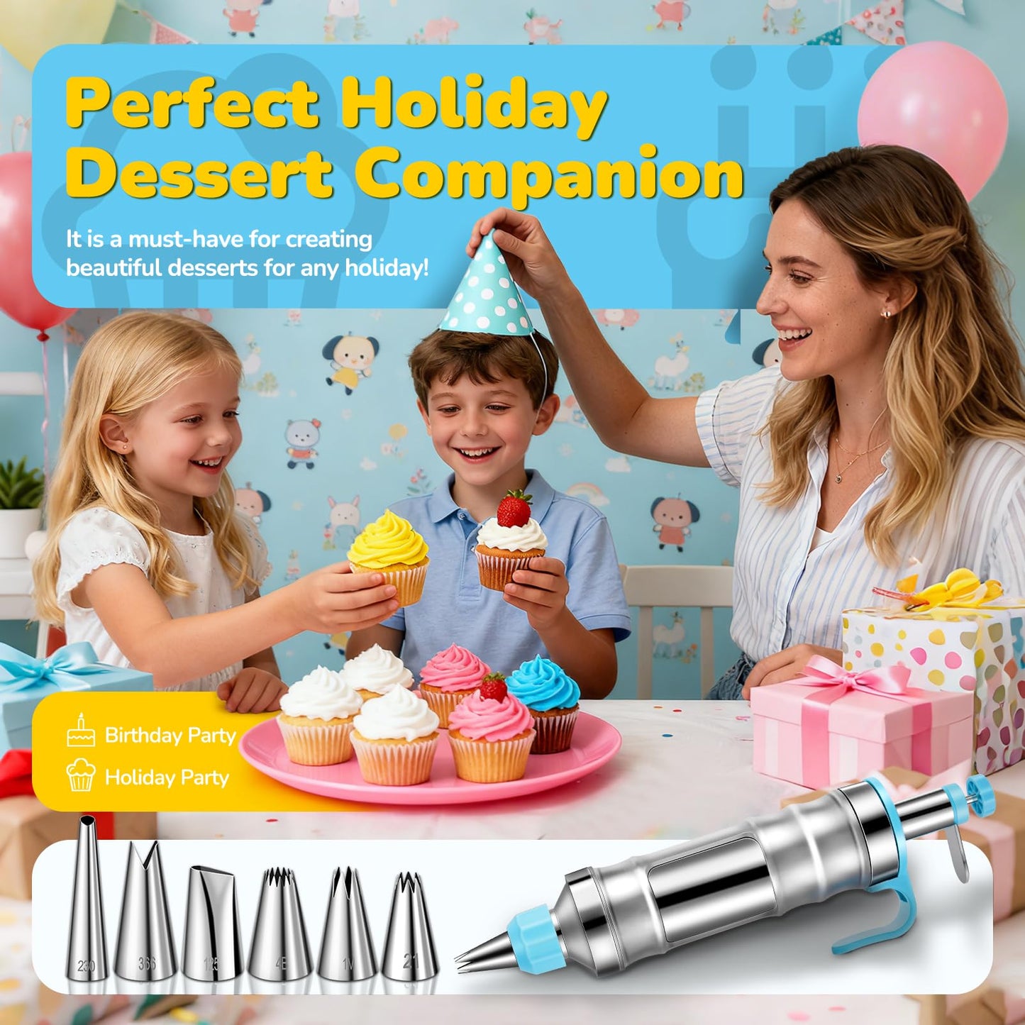 164-Piece Cake Decorating Kit – Icing Gun, Piping Tips & Baking Set