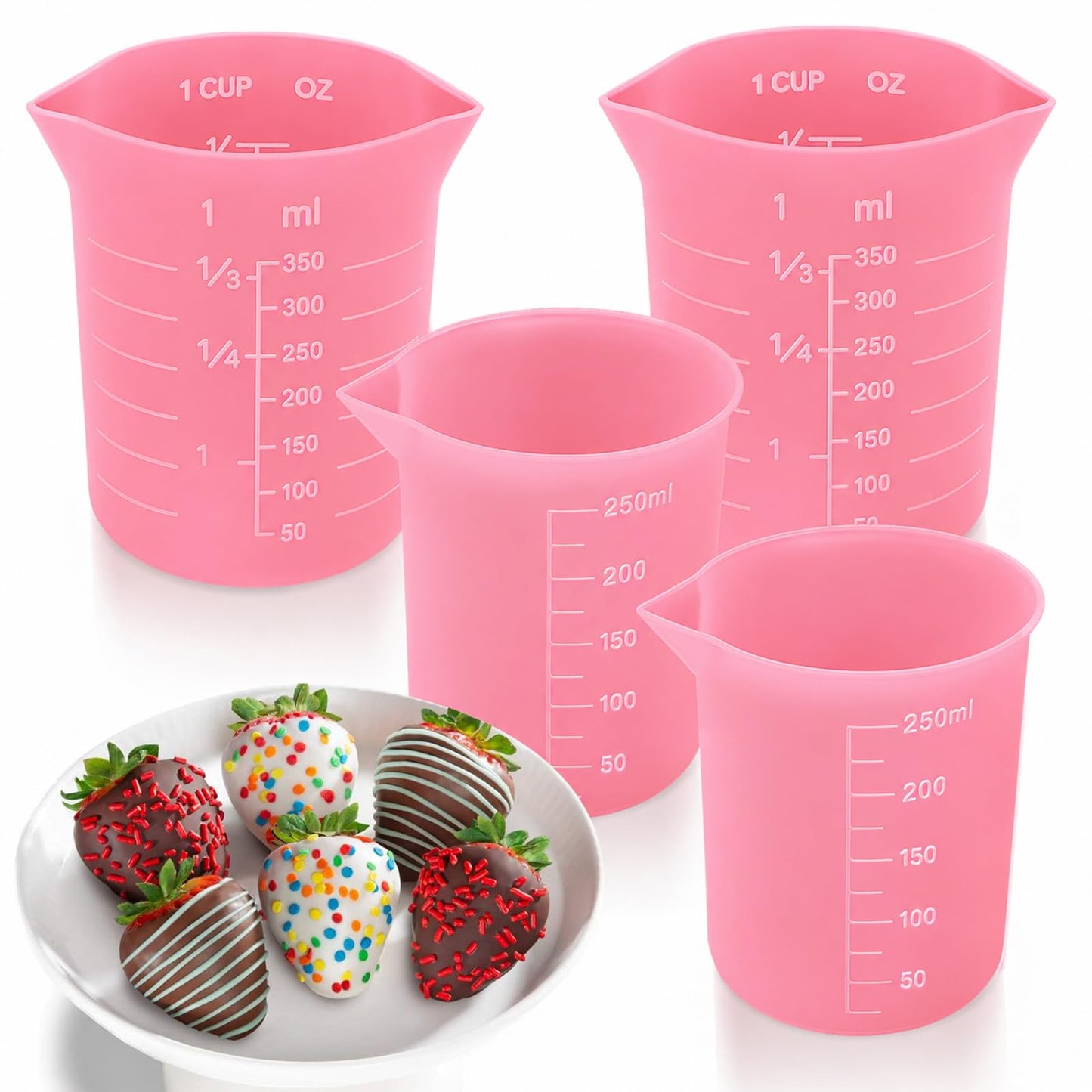 Silicone Measuring Cup Set | Microwave Melting Cups, Precise Baking Cups & Chocolate Pouring Cups