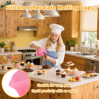 Silicone Measuring Cup Set | Microwave Melting Cups, Precise Baking Cups & Chocolate Pouring Cups