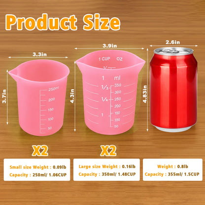 Silicone Measuring Cup Set | Microwave Melting Cups, Precise Baking Cups & Chocolate Pouring Cups