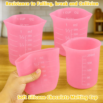 Silicone Measuring Cup Set | Microwave Melting Cups, Precise Baking Cups & Chocolate Pouring Cups