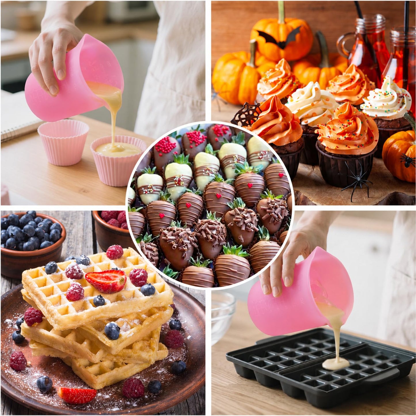 Silicone Measuring Cup Set | Microwave Melting Cups, Precise Baking Cups & Chocolate Pouring Cups
