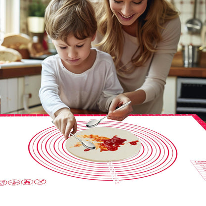 Thick Silicone Pastry Mat | Measuring Dough Mat, Non-Slip Rolling Mat & Kitchen Work Surface