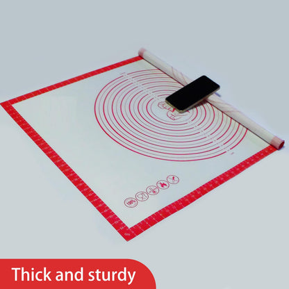 Thick Silicone Pastry Mat | Measuring Dough Mat, Non-Slip Rolling Mat & Kitchen Work Surface