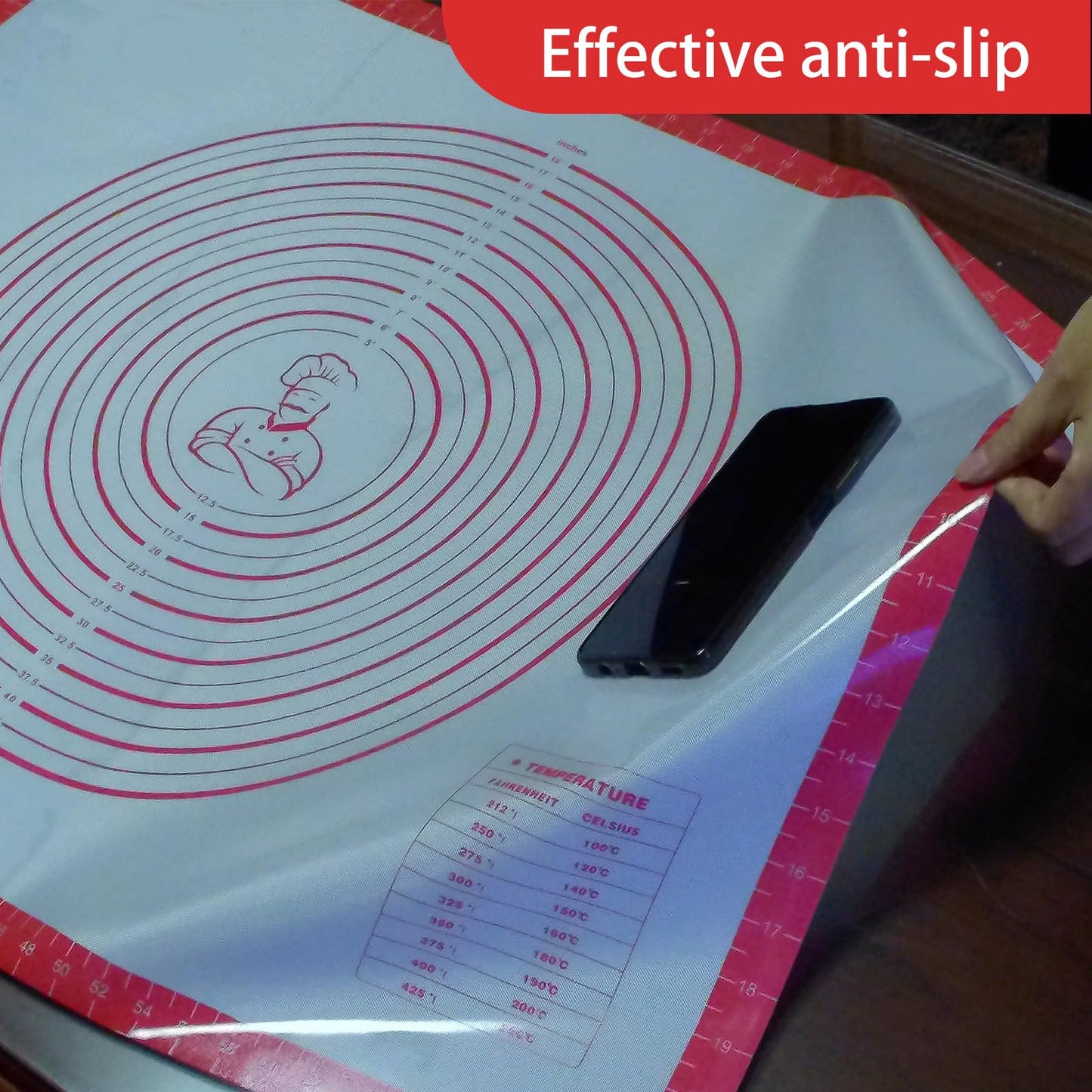 Thick Silicone Pastry Mat | Measuring Dough Mat, Non-Slip Rolling Mat & Kitchen Work Surface