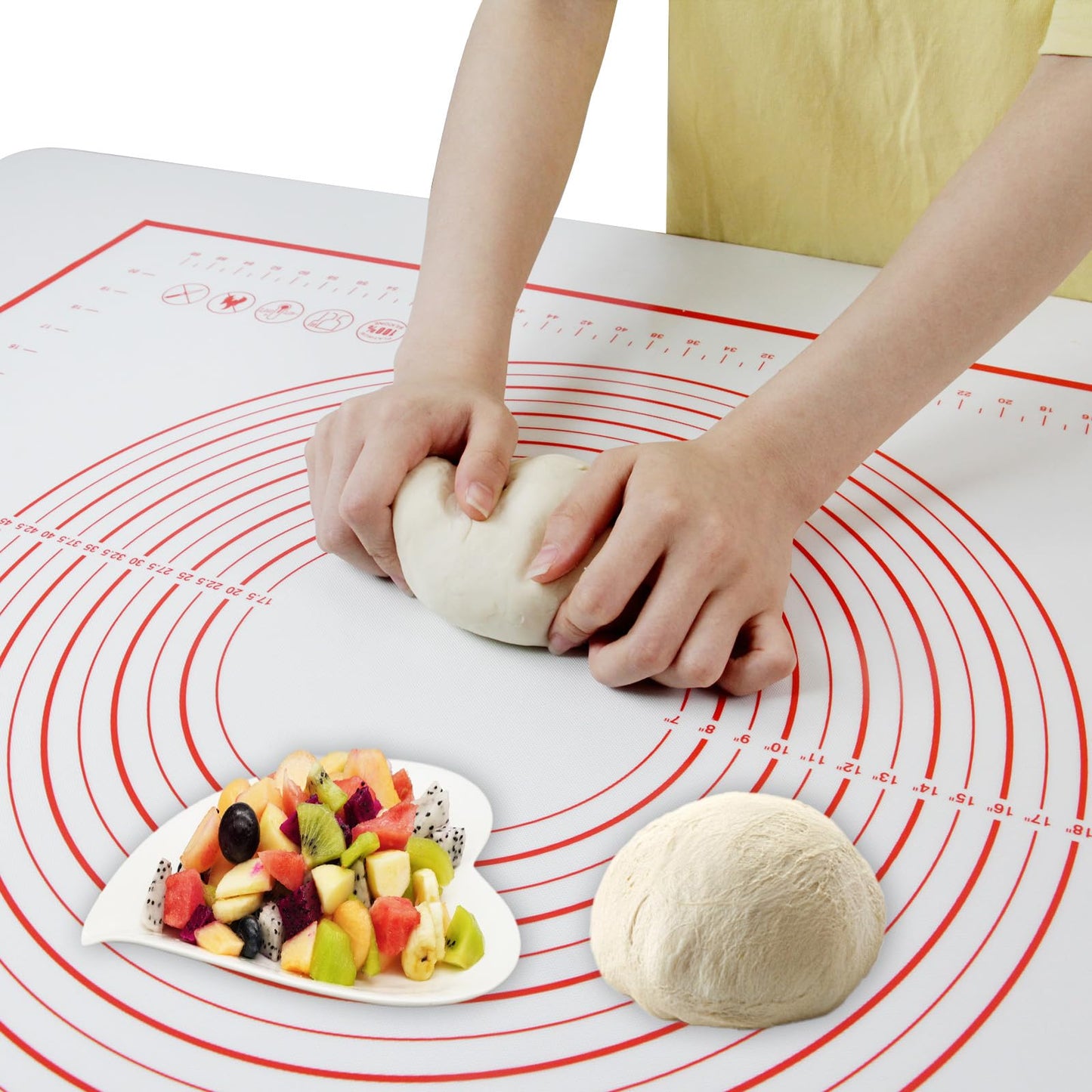 Thick Silicone Pastry Mat | Measuring Dough Mat, Non-Slip Rolling Mat & Kitchen Work Surface