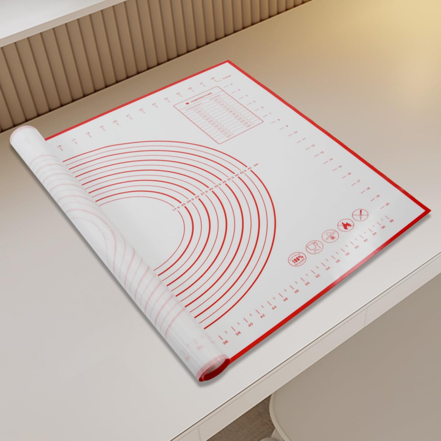 Thick Silicone Pastry Mat | Measuring Dough Mat, Non-Slip Rolling Mat & Kitchen Work Surface