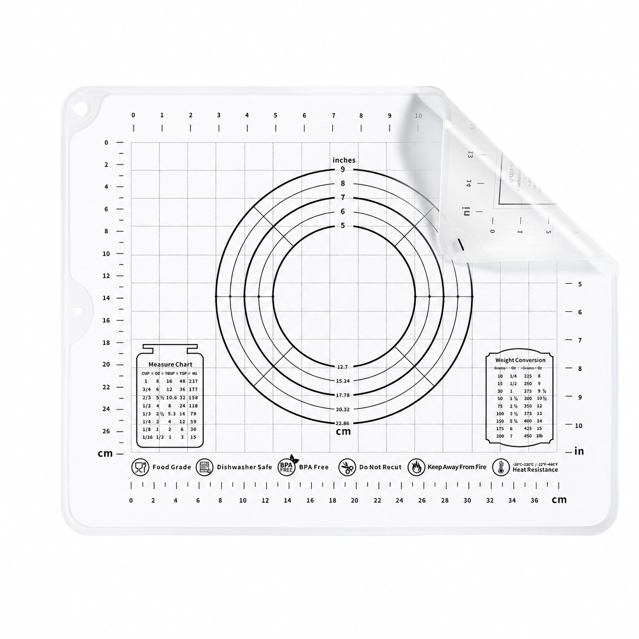 Clear Platinum Silicone Pastry Mat | Raised-Edge Dough Mat, Dual-Scale Non-Slip Baking Mat