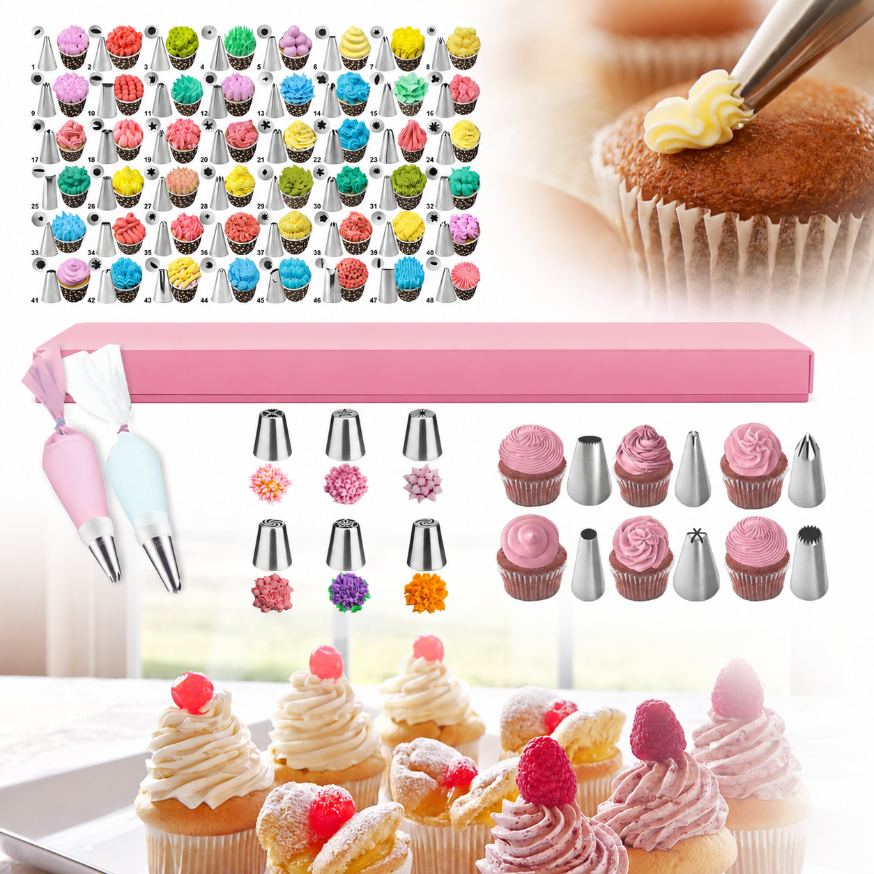 358-Piece Cake Decorating Kit | Piping Tips, Icing Bags, Baking Molds & Portable Storage Case