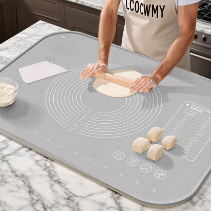 Thick Silicone Baking Mat | Raised-Edge Pastry Mat, Non-Slip Dough Mat & Heat-Resistant Baking Liner