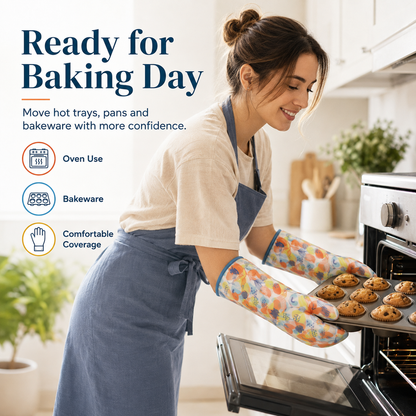 932°F Extreme Heat-Resistant Silicone Oven Gloves | Non-Slip BBQ, Cooking & Grilling Gloves
