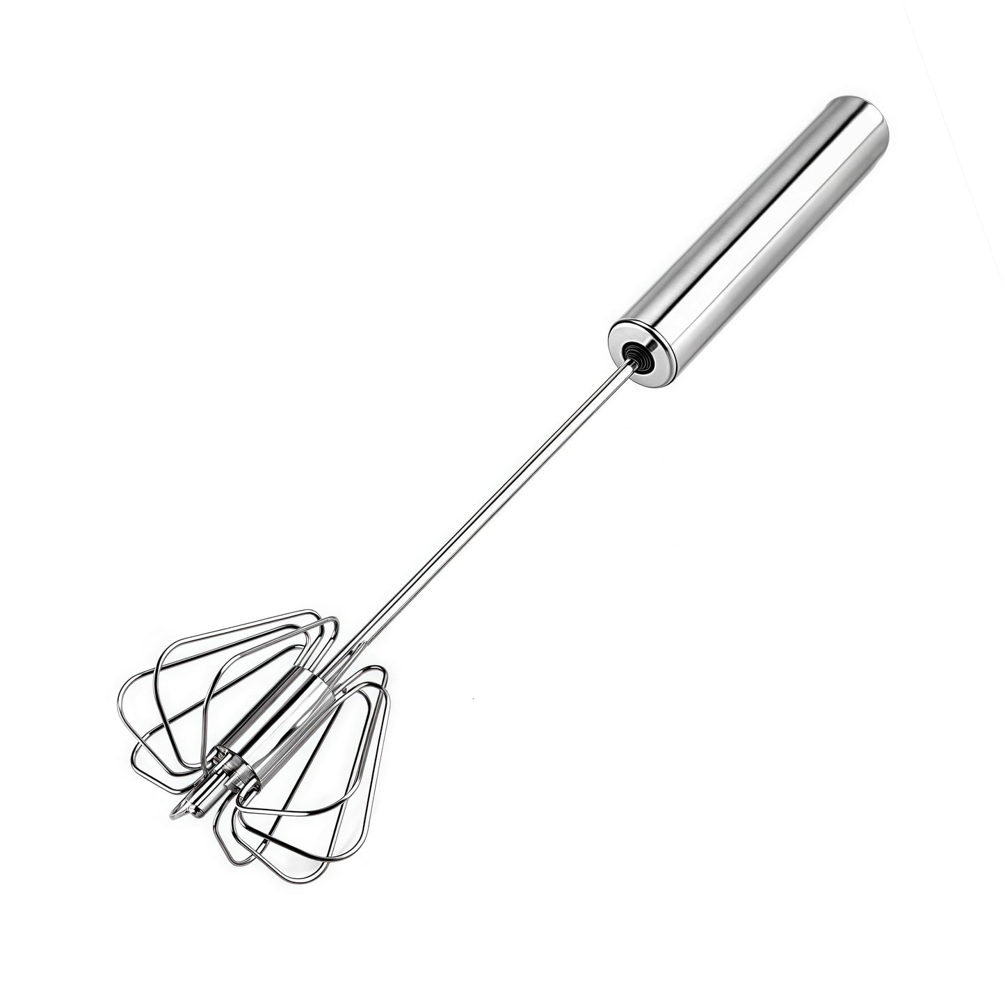 12-Inch Semi-Automatic Whisk | Push-Rotating Stainless Steel Egg Beater & Hand Mixer