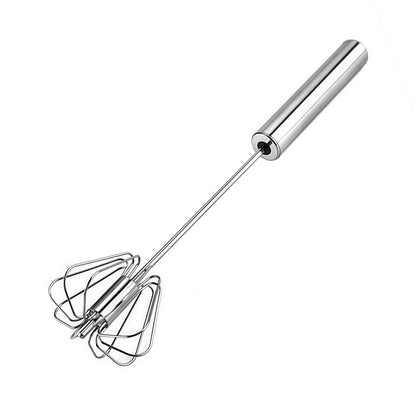 12-Inch Semi-Automatic Whisk | Push-Rotating Stainless Steel Egg Beater & Hand Mixer