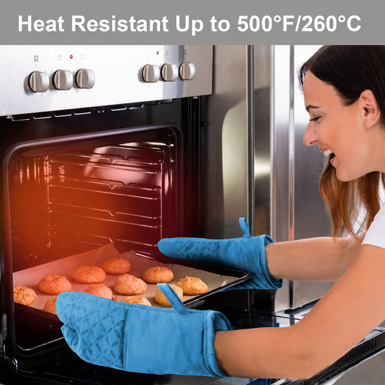 2-Piece Silicone Oven Mitt Set | 500°F Heat-Resistant, Non-Slip Kitchen Gloves