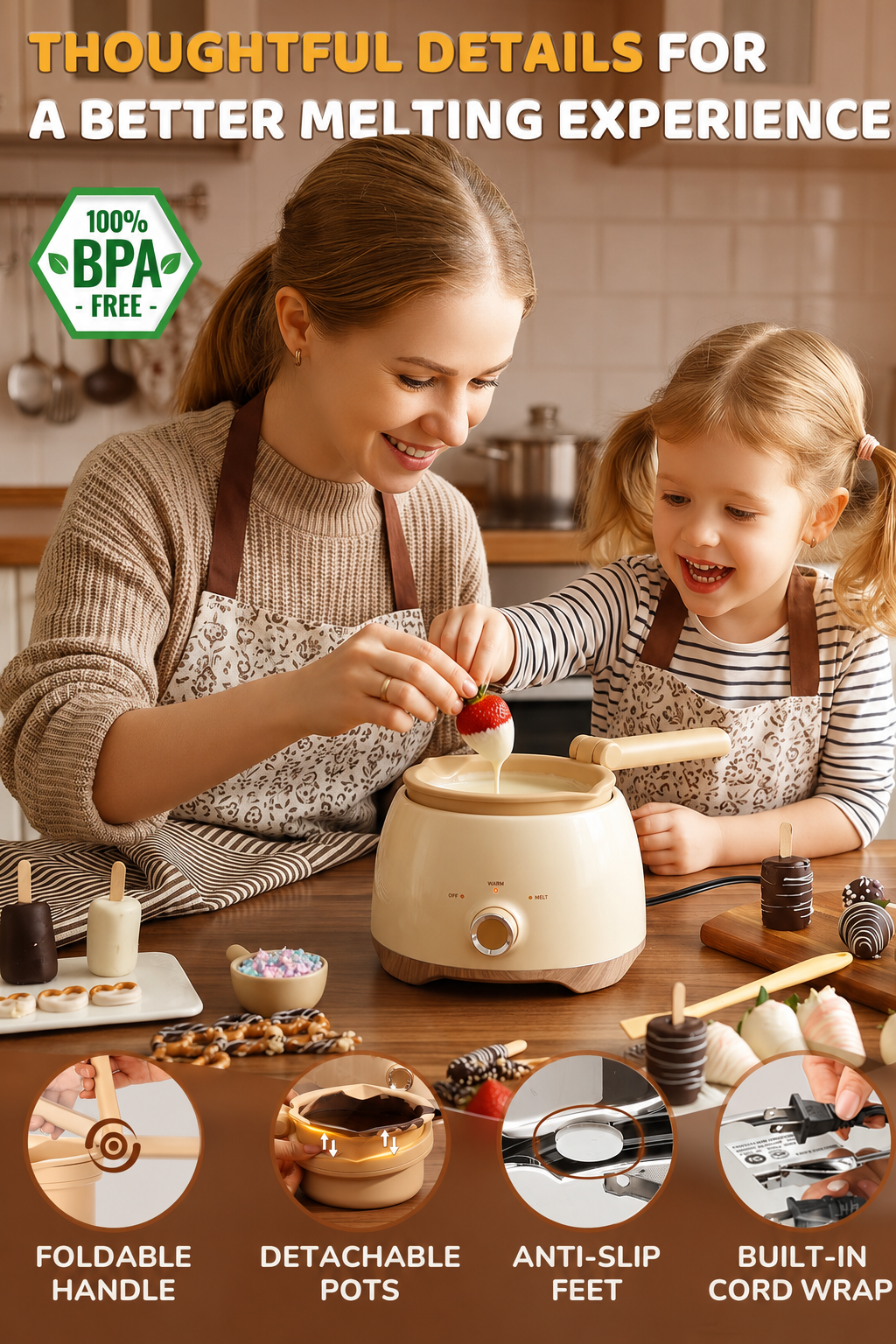 4-Cup Chocolate Melting Pot | Electric Chocolate Warmer, Candy Melter & Dessert Dipping Machine