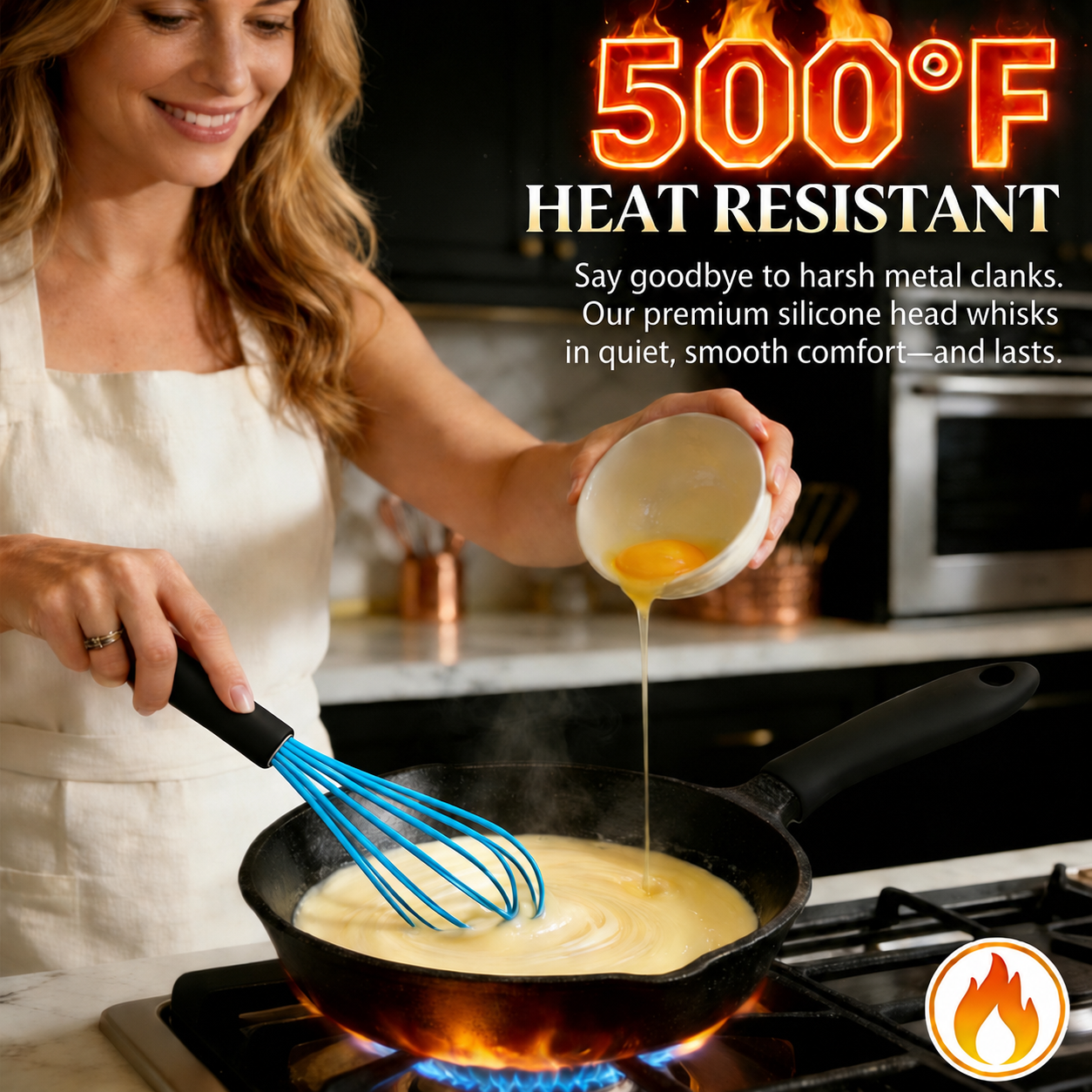Heat-Resistant Silicone Whisk | Non-Scratch Hand Whisk & Baking Mixer for Non-Stick Cookware