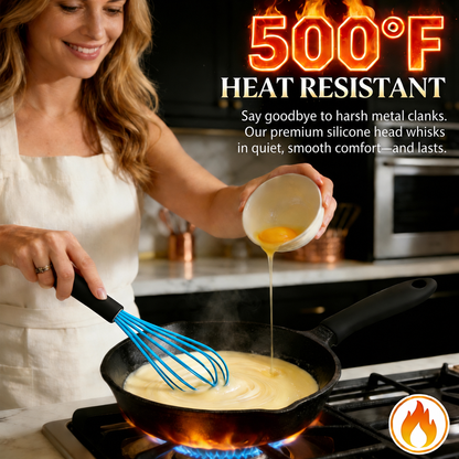 Heat-Resistant Silicone Whisk | Non-Scratch Hand Whisk & Baking Mixer for Non-Stick Cookware