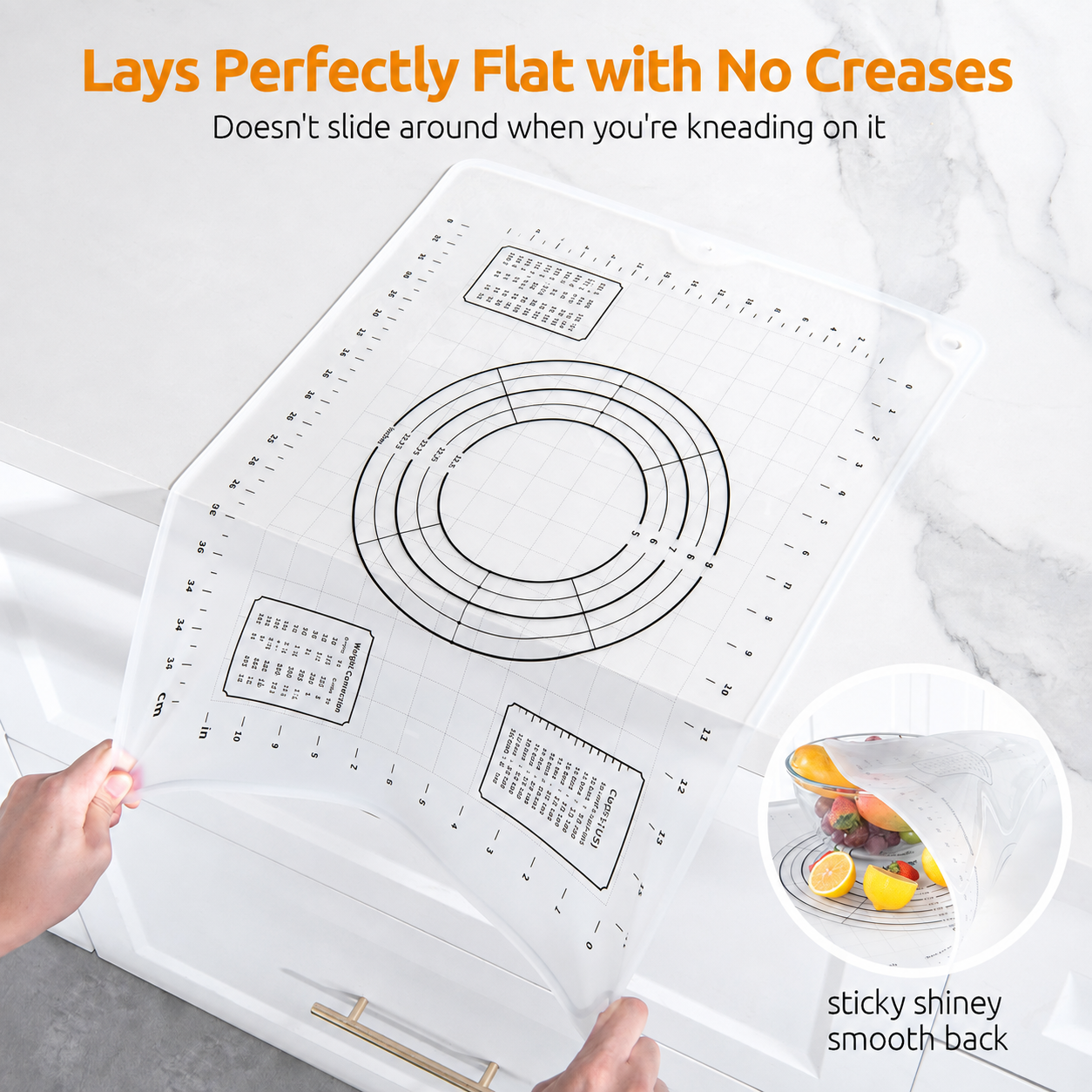 Clear Platinum Silicone Pastry Mat | Raised-Edge Dough Mat, Dual-Scale Non-Slip Baking Mat