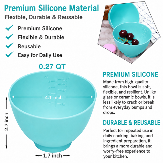 Silicone Mixing Bowls | Reusable Prep Bowls, Baking Bowls & Multipurpose Kitchen Bowls